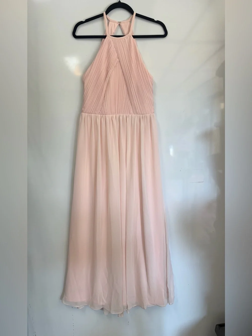 Bill Levkoff Blush Halter A-Line Maxi with Open Back